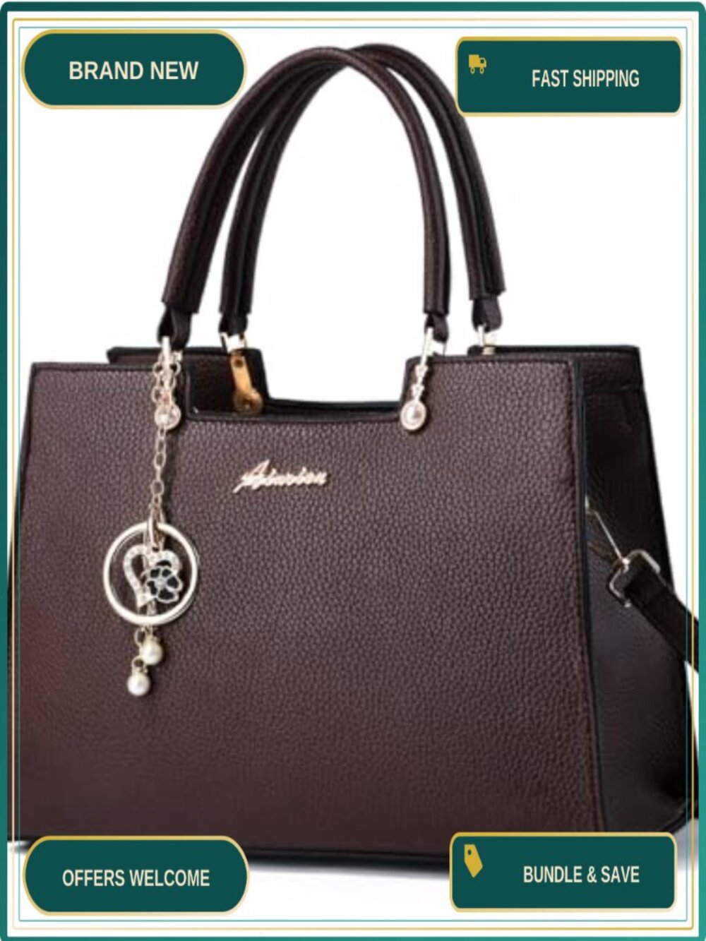 ALARION PU Leather Satchel Purse Tote Crossbody Top Handle Bag